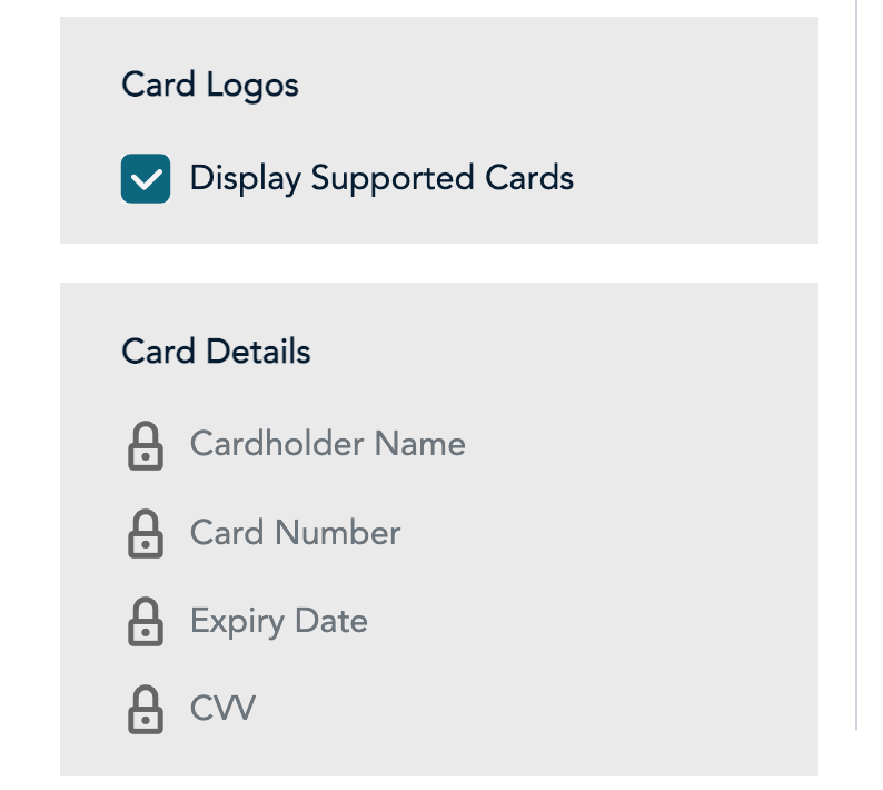 Checkout Profile Card Logos and Card Details Selection