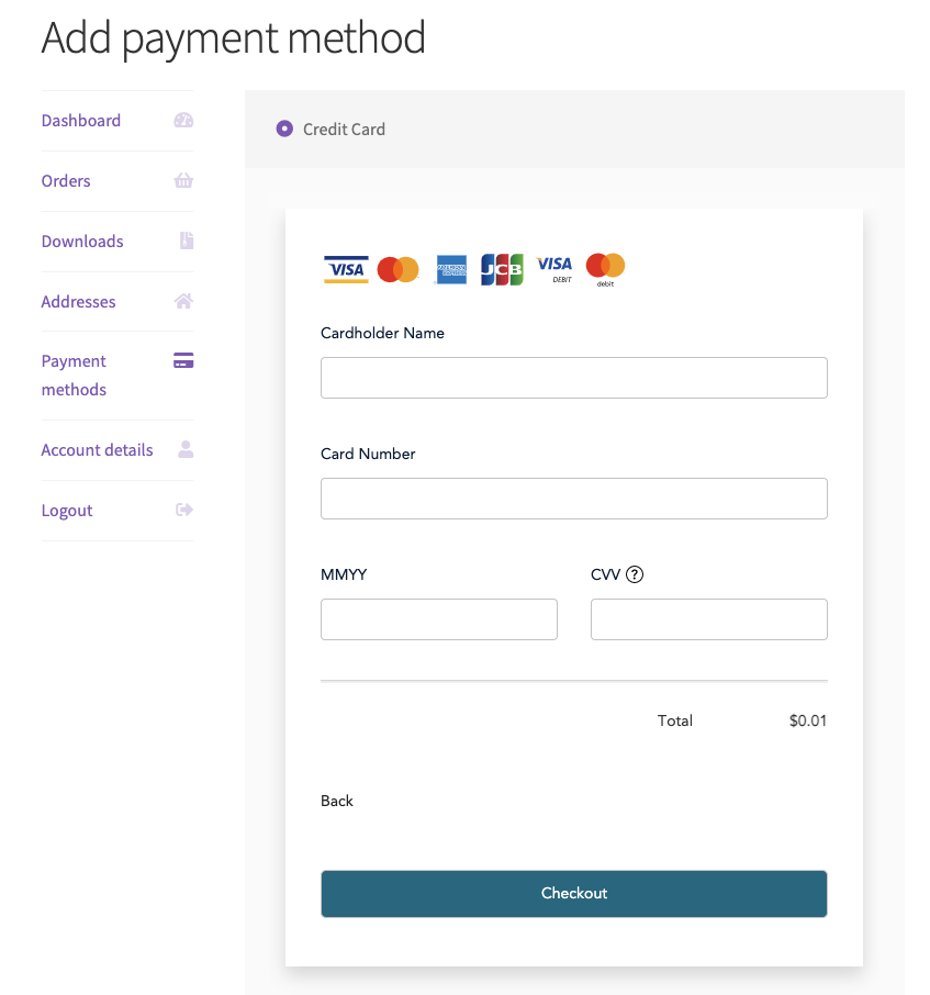Moneris: Add Payment Method