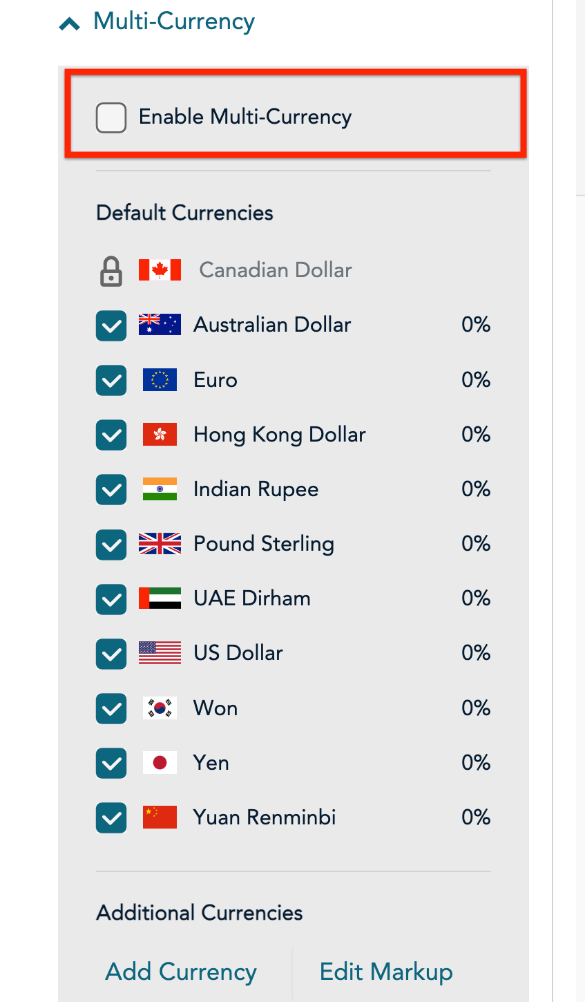 Checkout Profile Multi-Currency Selection