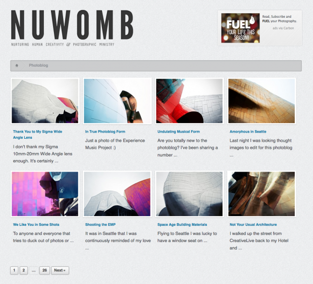Nuwomb Photoblog Template page
