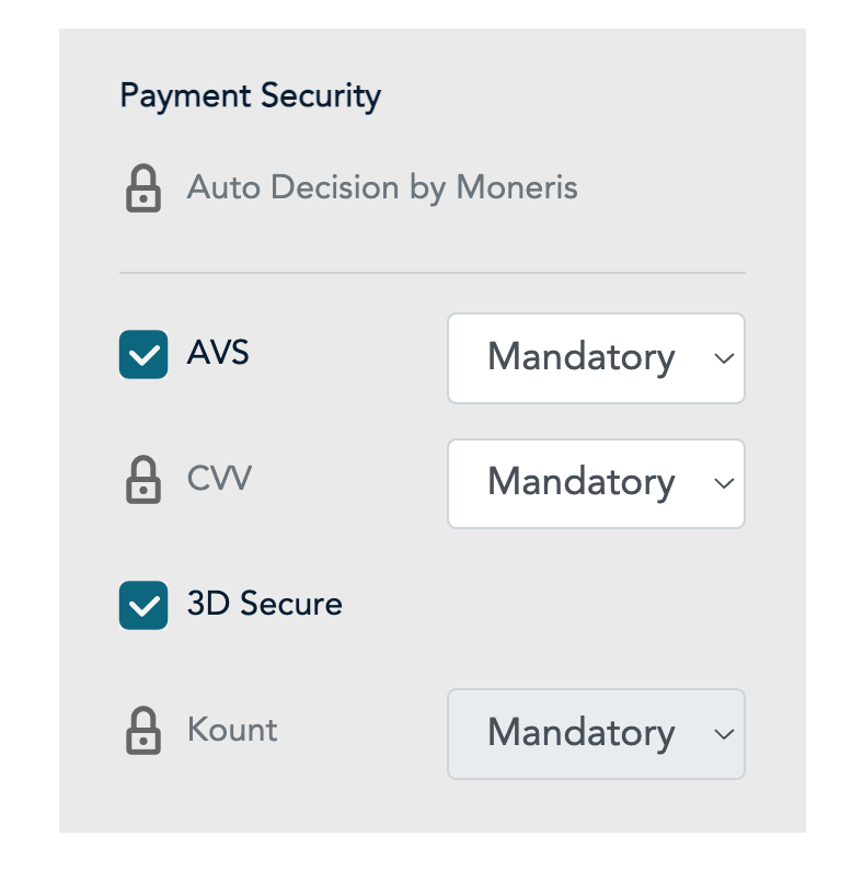 Checkout Profile Payment Security Selection