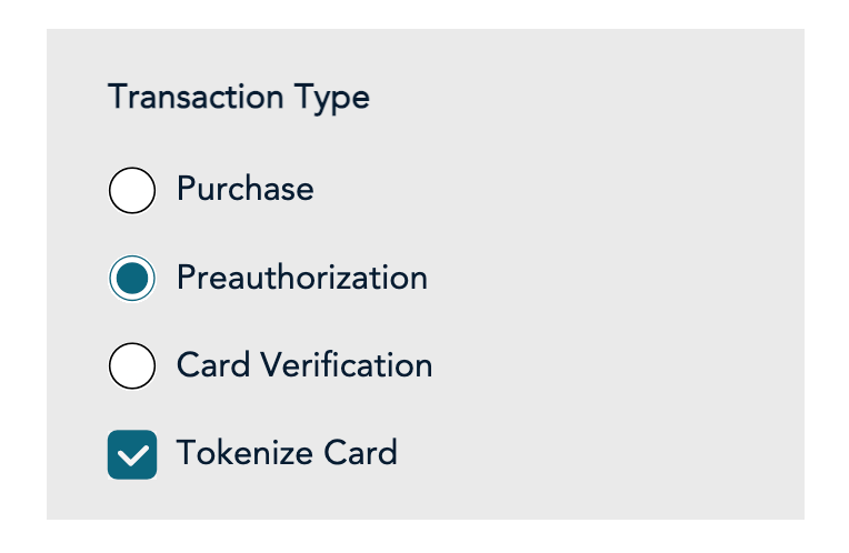 Checkout Profile Transaction Type Selection