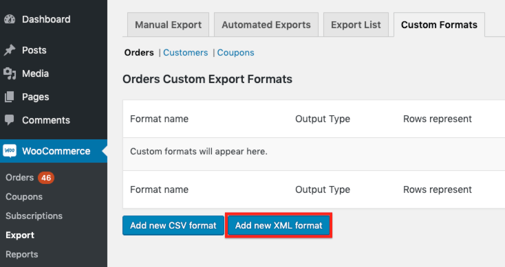 Create new custom XML format
