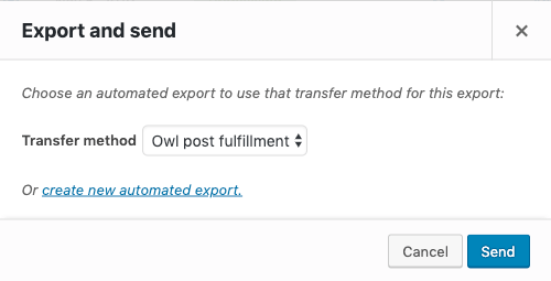 Export and send settings for orders