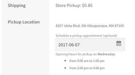 WooCommerce Local Pickup Plus location appointment