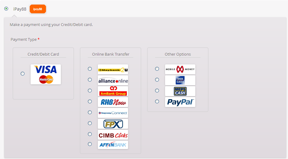 iPay88 checkout page payment types
