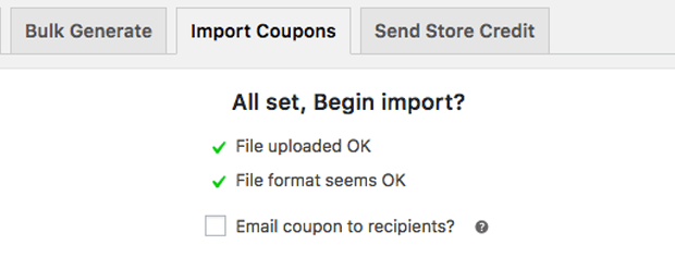 Import coupons