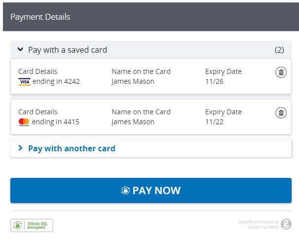WooCommerce Global Payments HPP using saved cards
