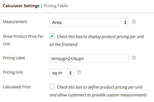 WooCommerce measurement price calculator price label