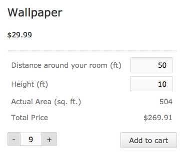 Product with Wallpaper Quantity Calculator