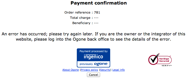 WooCommerce Ingenico (Ogone Platform) Error 2