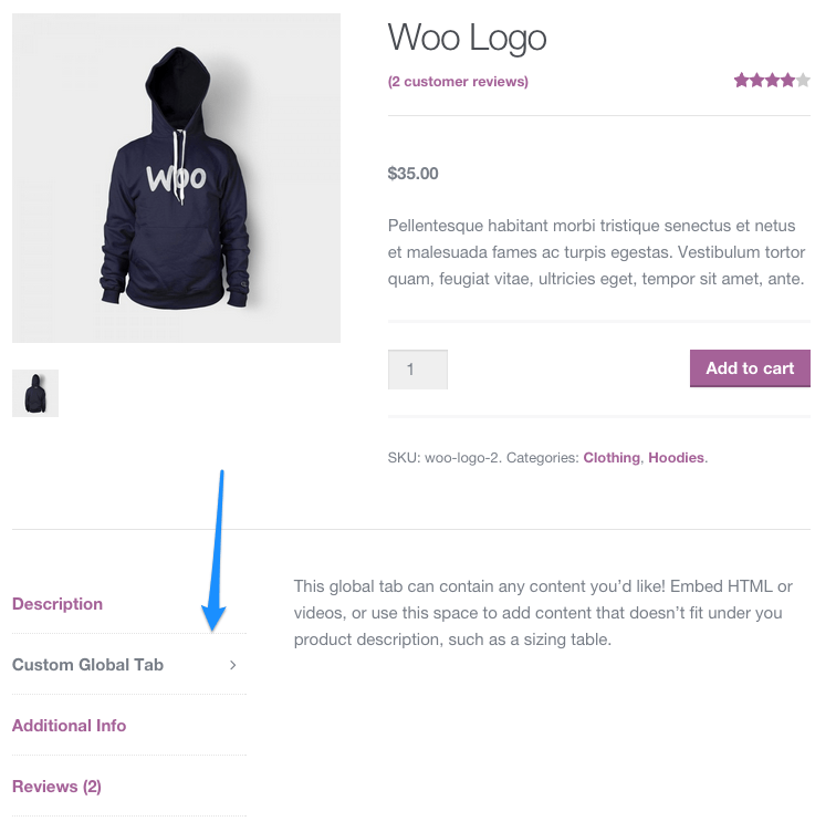 WooCommerce Tab Manager frontend