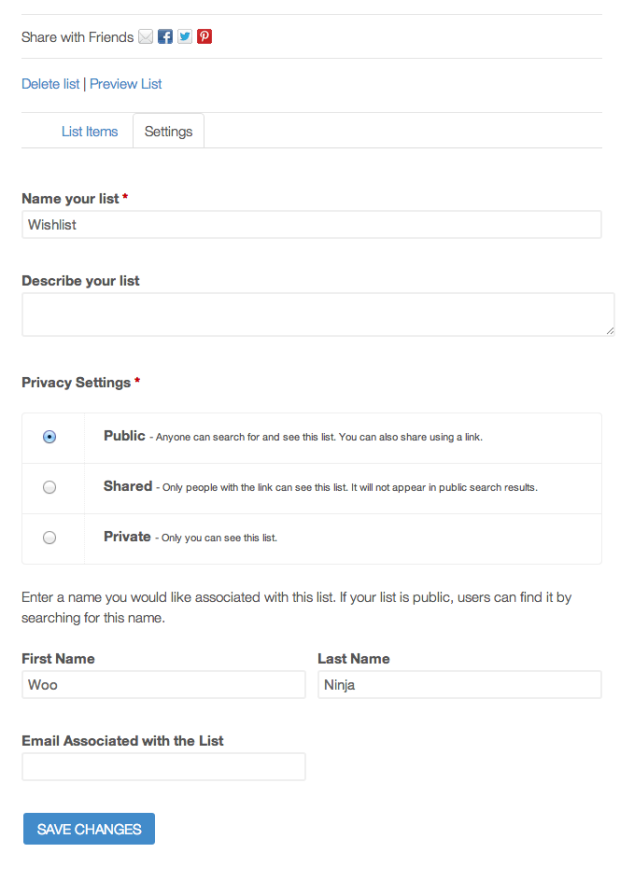 Front-end Wishlist Settings for your shop customers.