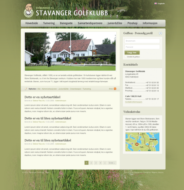 The custom previous version of the Stavanger Golfklubb website.