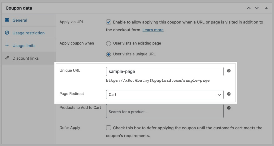 Import url unique URL and page redirect settings