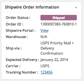 WooCommerce Shipwire Integration Shipped order