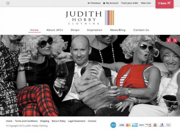 The Judith Hobby Clothing homepage.