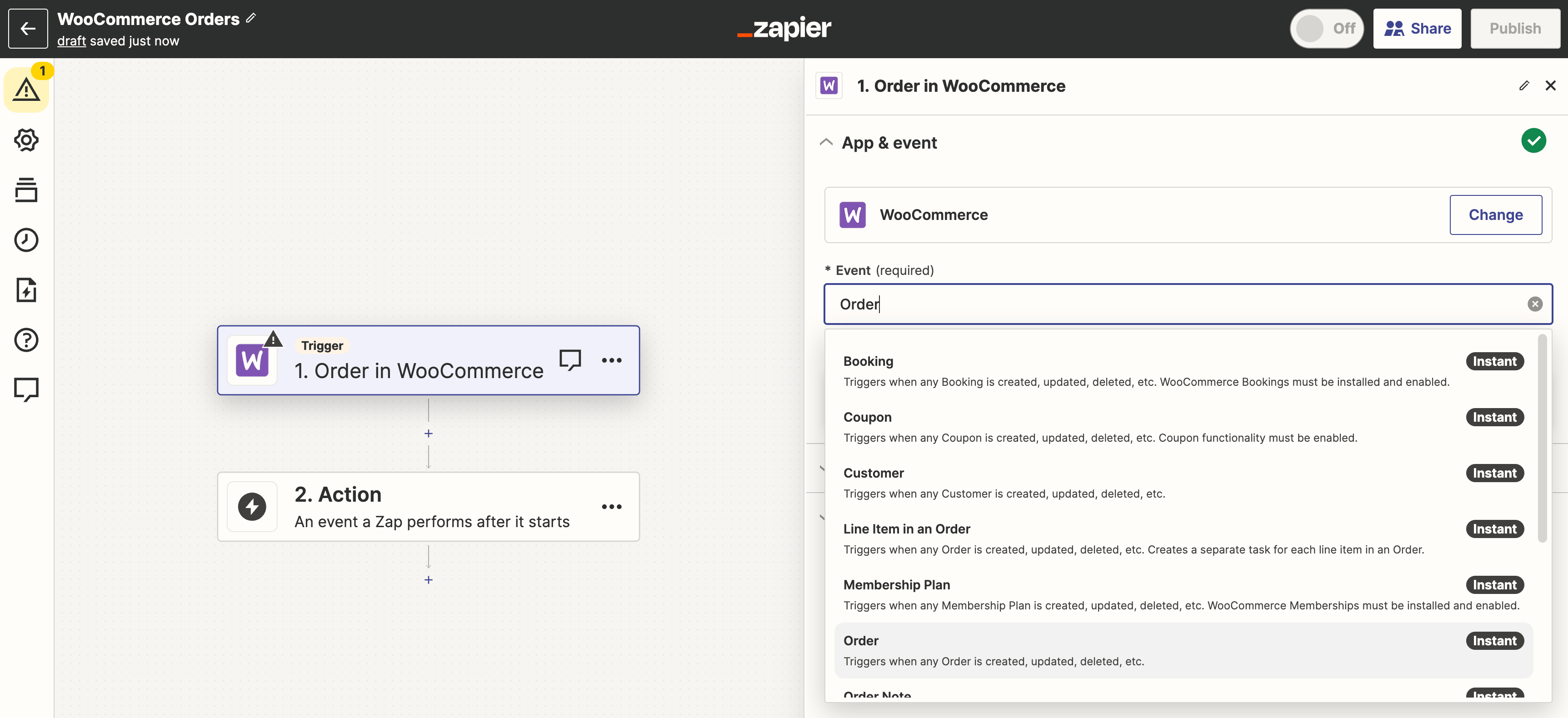 Available WooCommerce Zapier Triggers