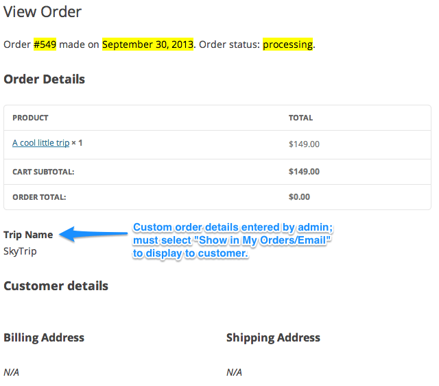 WooCommerce Admin Custom Order Fields Show in My Orders