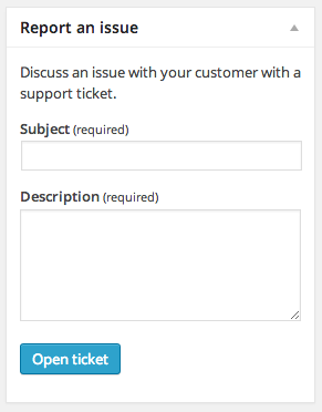 Quickly create a new ticket, relating to a specific order.
