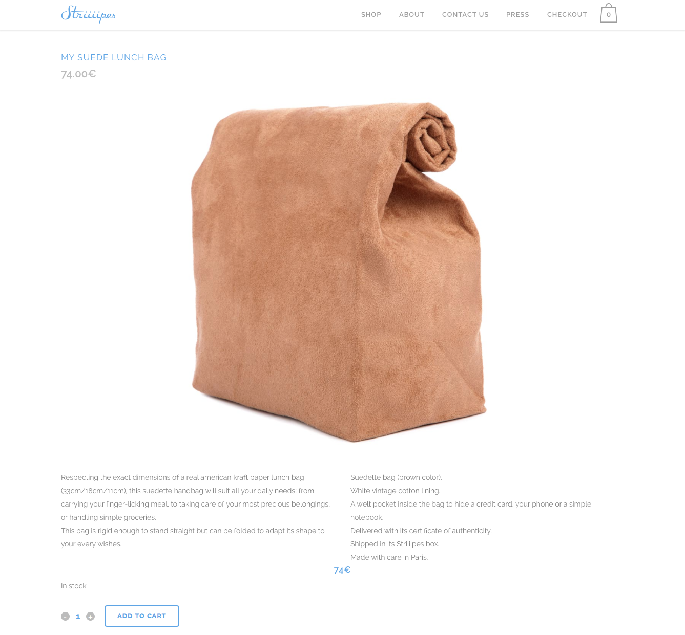 Striiiipes - Product page - My Suede Lunch Bag