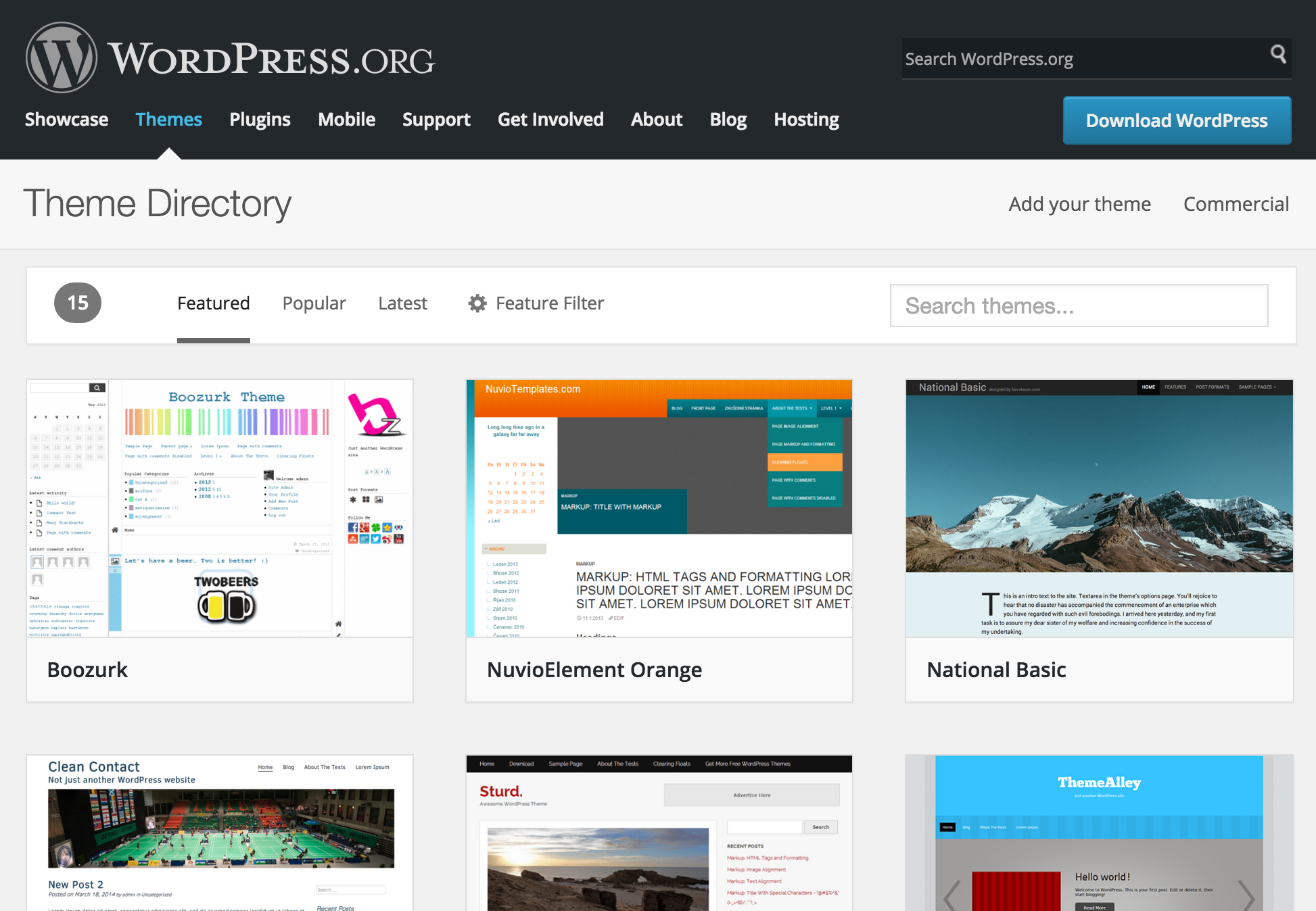 The new WordPress theme directory