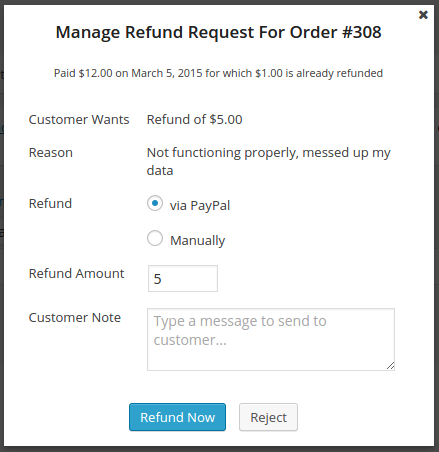 Store Admin can manage a refund request - or setup automatic refund processing