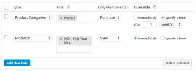 Restricting items and categories to members only.