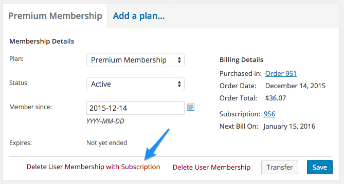 WooCommerce Memberships Delete with Subscription