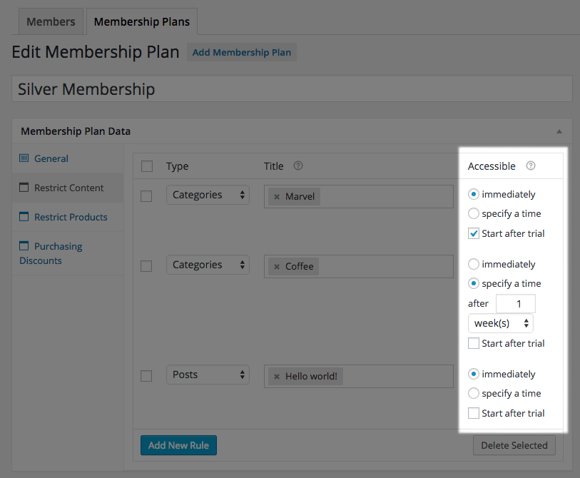 WooCommerce Memberships content dripping with trial