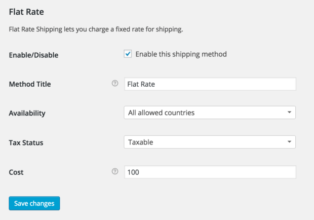 Flat Rate Shipping in WooCommerce 2.4