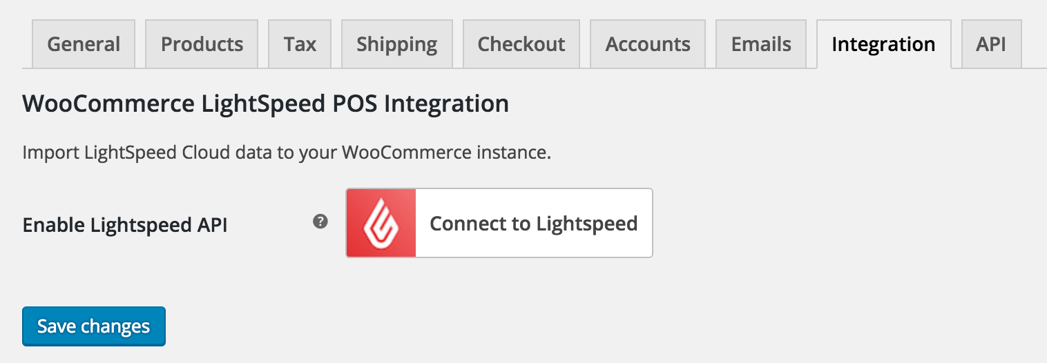 WooCommerce Lightspeed POS settings page