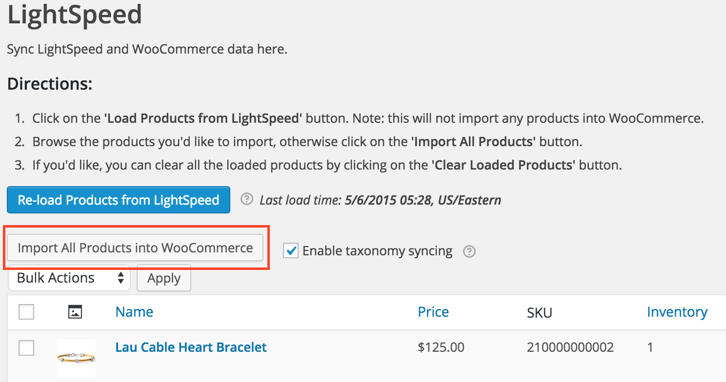 Importing products from Lightspeed into WooCommerce