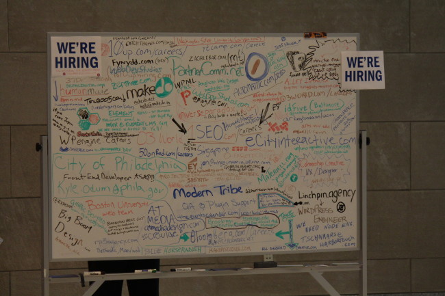 The job board at WCUS -- just one of many you'll see at WordCamps all across the world. (credittt)