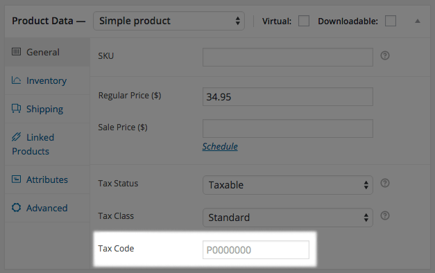 WooCommerce AvaTax product tax code