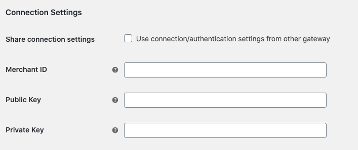 Connection settings in the Braintree plugin