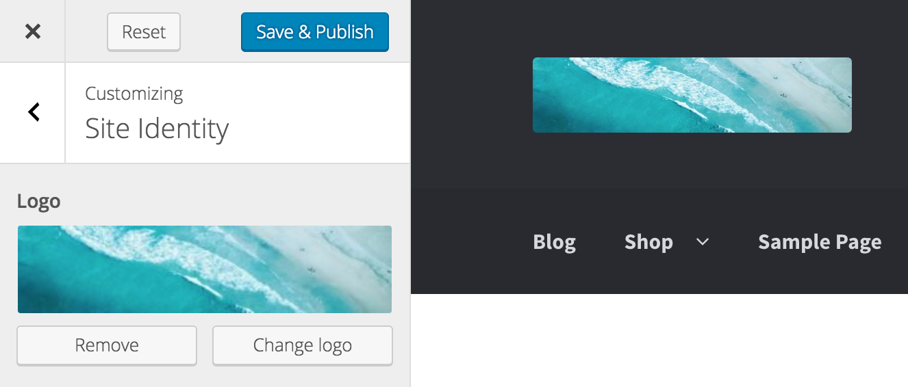 Adding a logo in Storefront 2.0+ and WordPress 4.5+