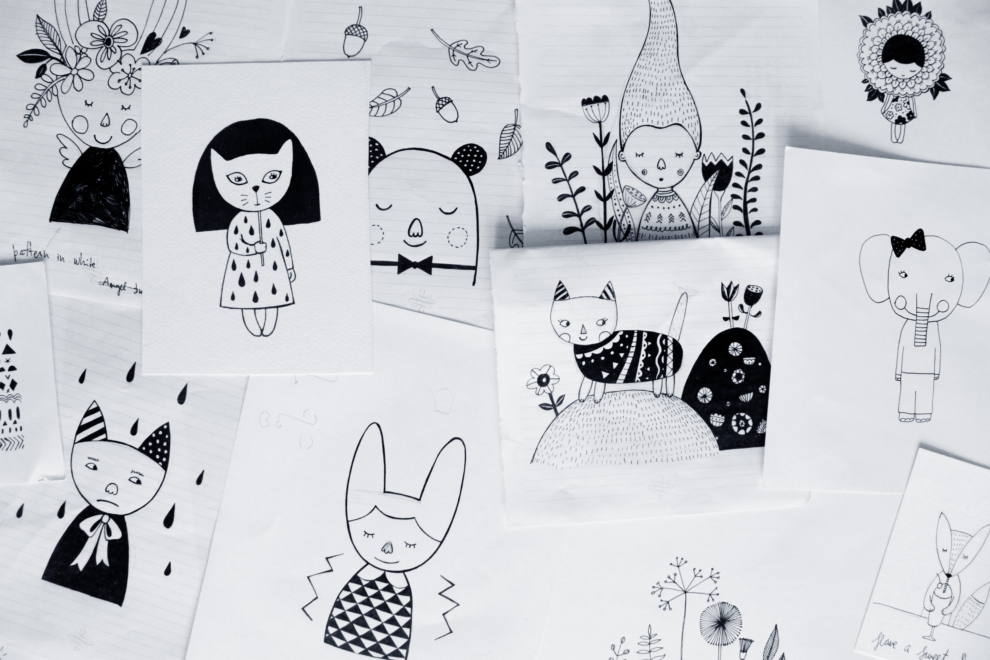 Some of Egle's charming sketches, that she sells online as downloadables and prints 