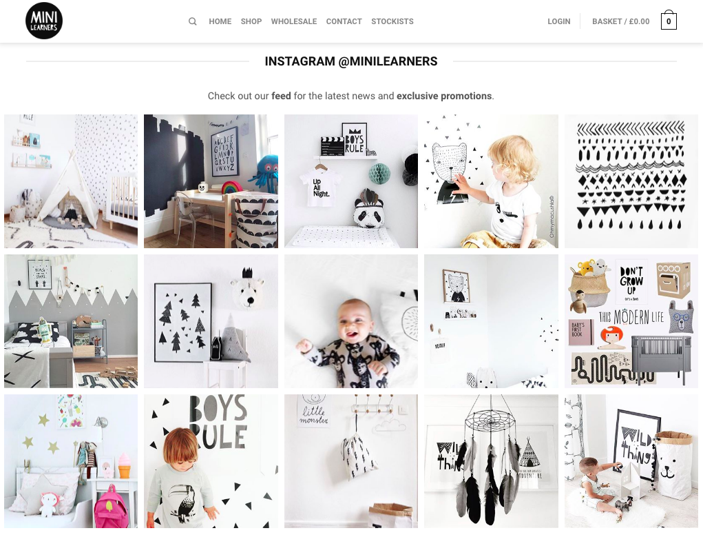 The Instagram feed extension display all of the latest images beautifully, on the hompage of minilearners.com