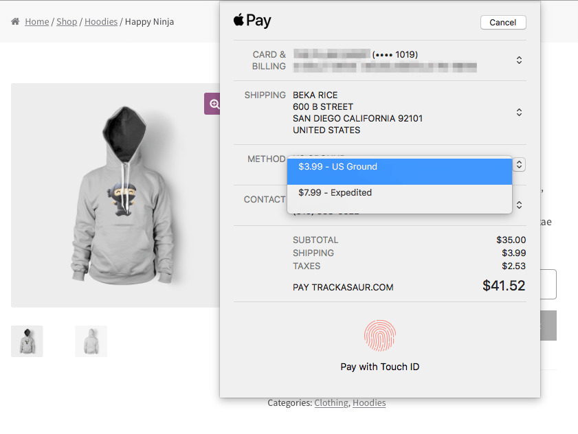 WooCommerce Apple Pay: desktop UI