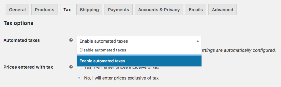 The Automated taxes setting is added by an additional extension, in this case WooCommerce Tax. Refer to the WooCommerce Tax Documentation for how it works.