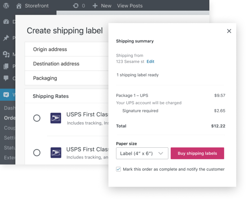Screenshots of WooCommerce Shipping dashboard
