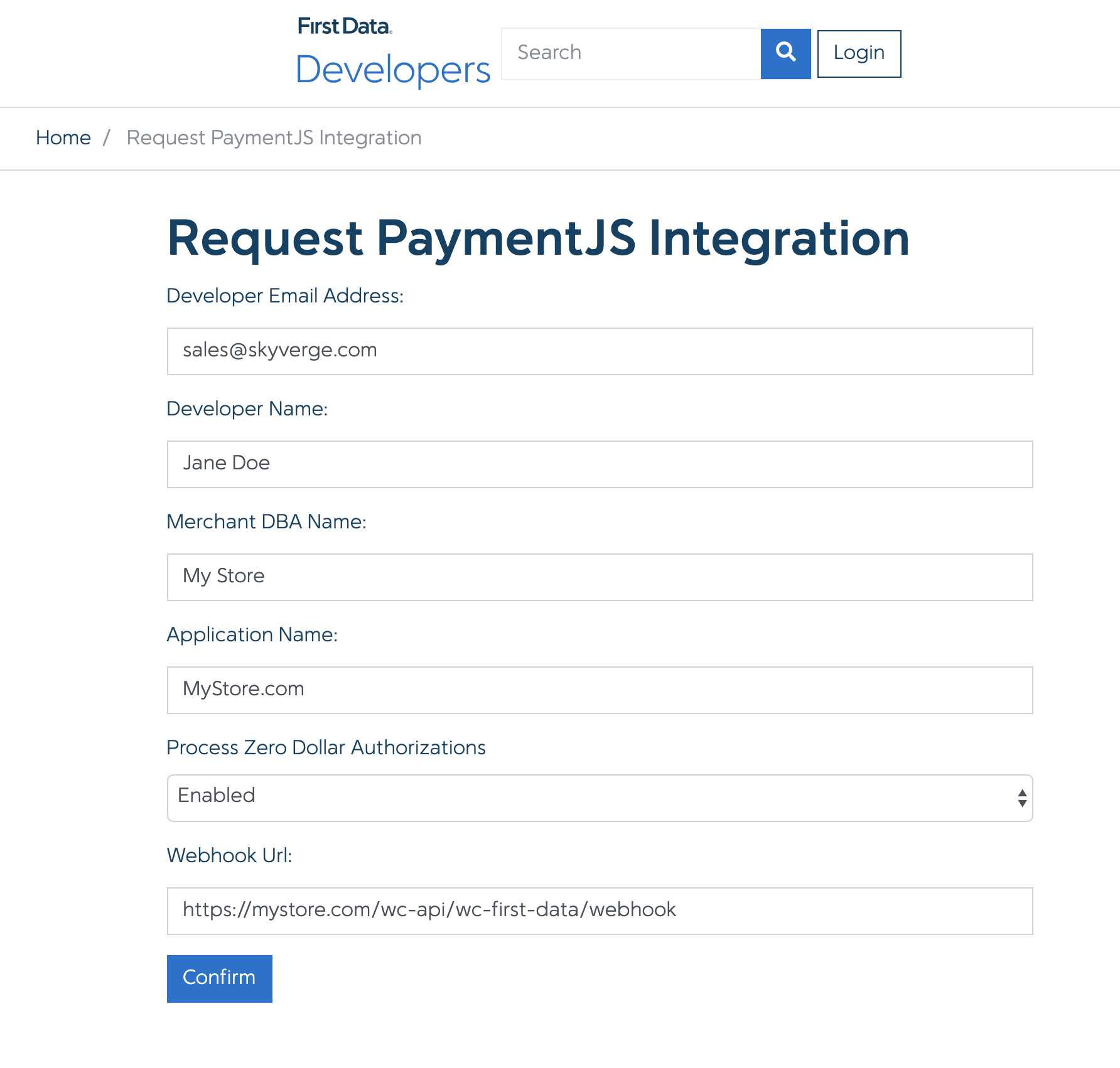 WooCommerce First Data - Request Payment.JS Webhook URL