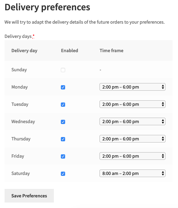 Subscription delivery preferences