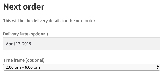 Edit the delivery details for the upcoming order of the subscription