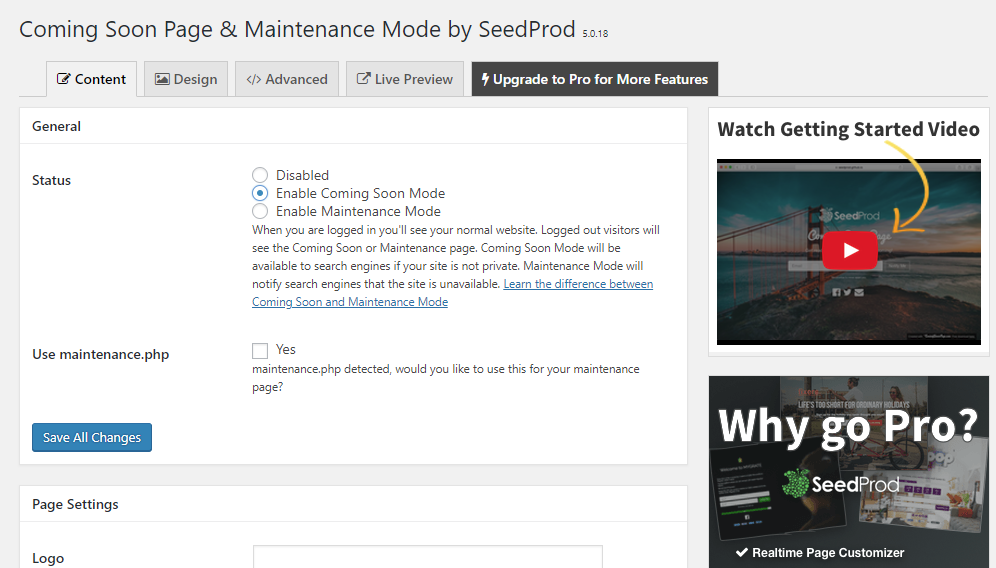Once the plugin is installed and activated, visit Settings > Coming Soon & Maintenance Mode