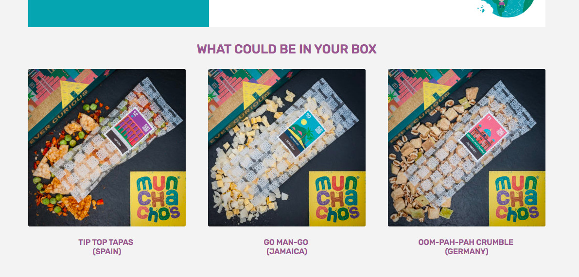 Munchachos highlights three related snacks on each product page