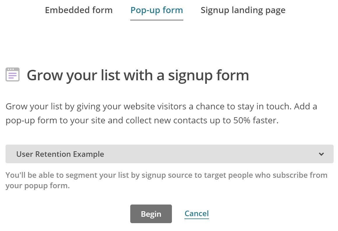 Creating a signup form for your list in MailChimp