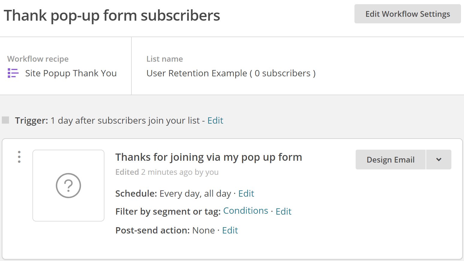 Configuring your automation in MailChimp