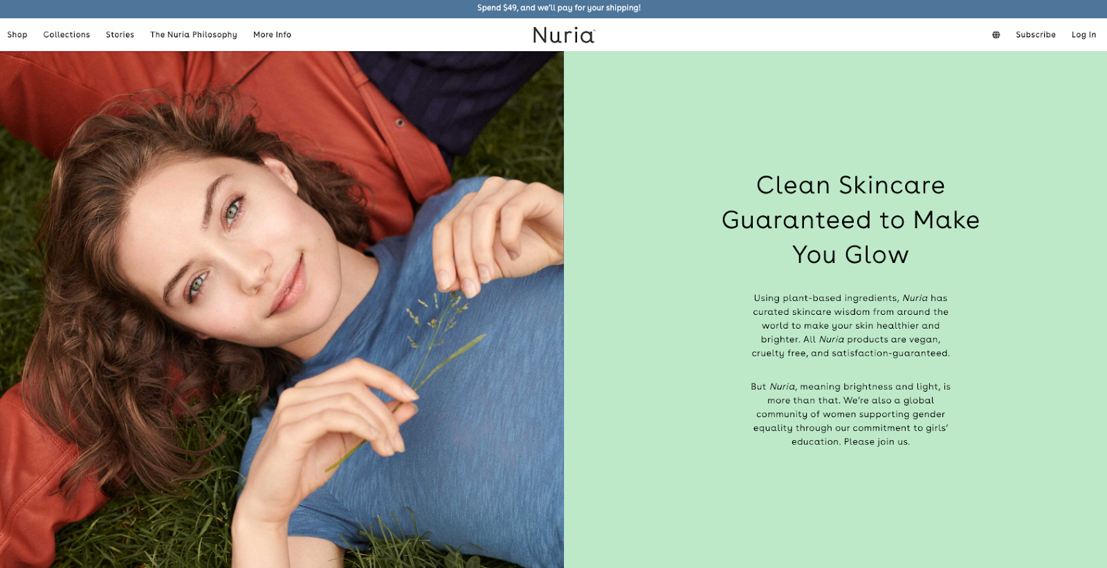 Homepage Above the Fold Nuria Beauty